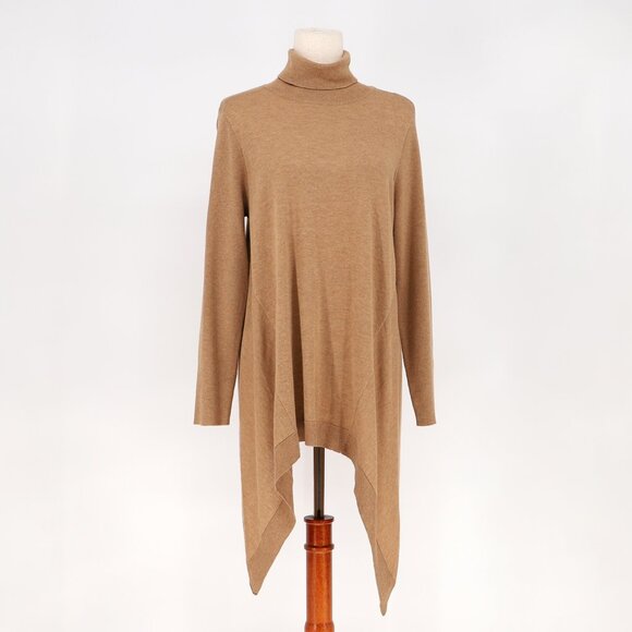 NWT CHICO'S Featherweight Turtleneck Tunic Sweater Camel Brown Size 1 (US M) - Picture 1 of 9
